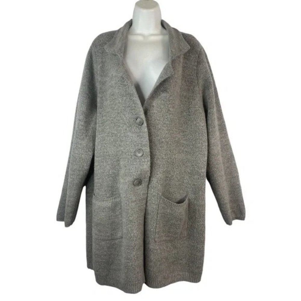 New Torrid Notched Collar Button Front Duster Sweater Coat in Grey sz 6 x plus